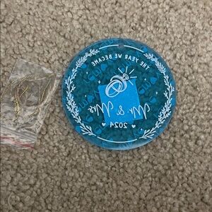 Blue Wedding Ornament with Gold String